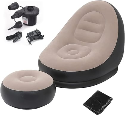 Inflatable Lounge Air Sofa Chair with Foot Stool – For Kids & Adults