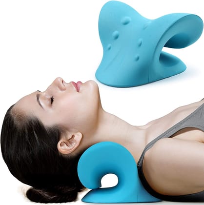 Qawvler Neck & Shoulder Relaxer Support Pillow, Cervical Pain Relief Cushion Accupressure Chiropratice Blue, (Pack of 1)