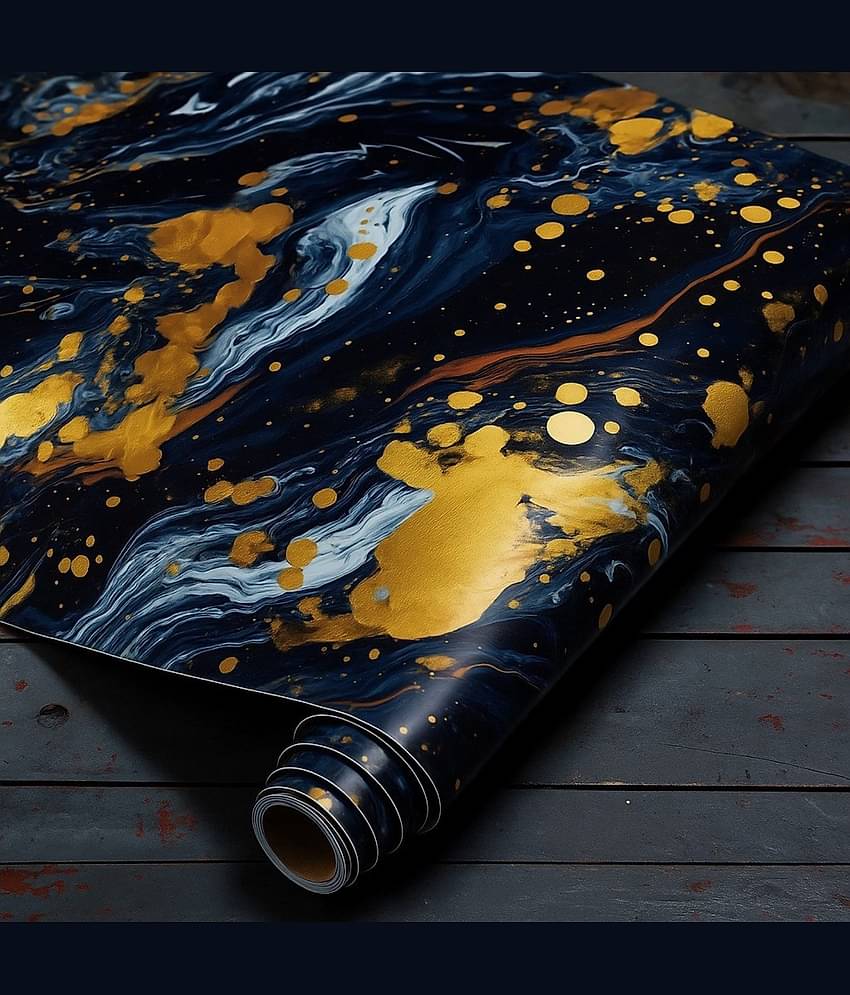 WALLPAPER , Self Adhesive Galaxy Gold Kitchen Stickers Wallpaper PVC Waterproof Wallpeper for Kitchen, Table, Living Room, Bed Room, Cafe Wall , KITCHEN TABLE , FURNITURE , RESTAURANT , HOTEL , KIDS ROOM WALL