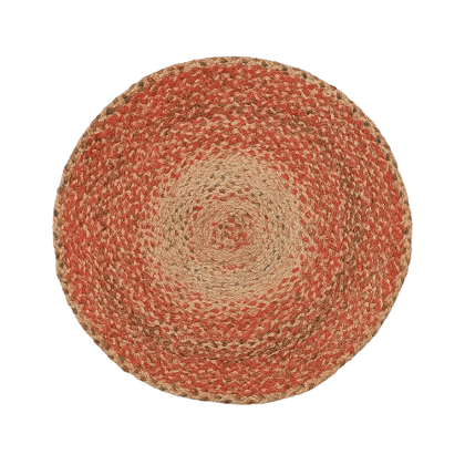 Round Jute Door Mat - Natural & Red Tones - Eco-Friendly & Durable Round Jute Door Mat - Natural & Red Tones - Eco-Friendly & Durable