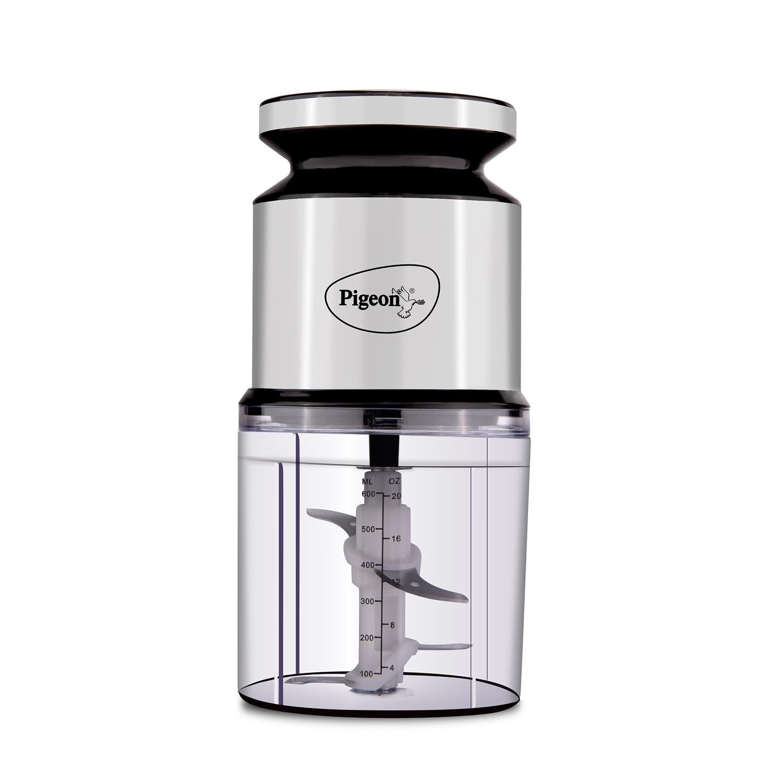 Pigeon Ultra Fast Electric 400 Watts Electric Chopper For Kitchen, Twin Blade Technology, 600 Ml 'Chop-N-Store' Plastic Bowl With Lid, Vegetable Chopper