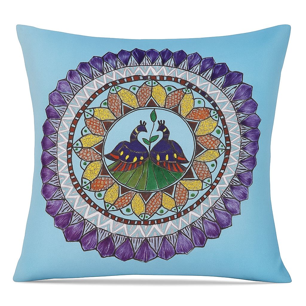Peacock Mandala Cushion Cover
