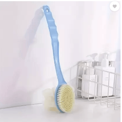 QINPIN Bath Brush with Loofah & Handle for Body Scrubbing & Cleaning