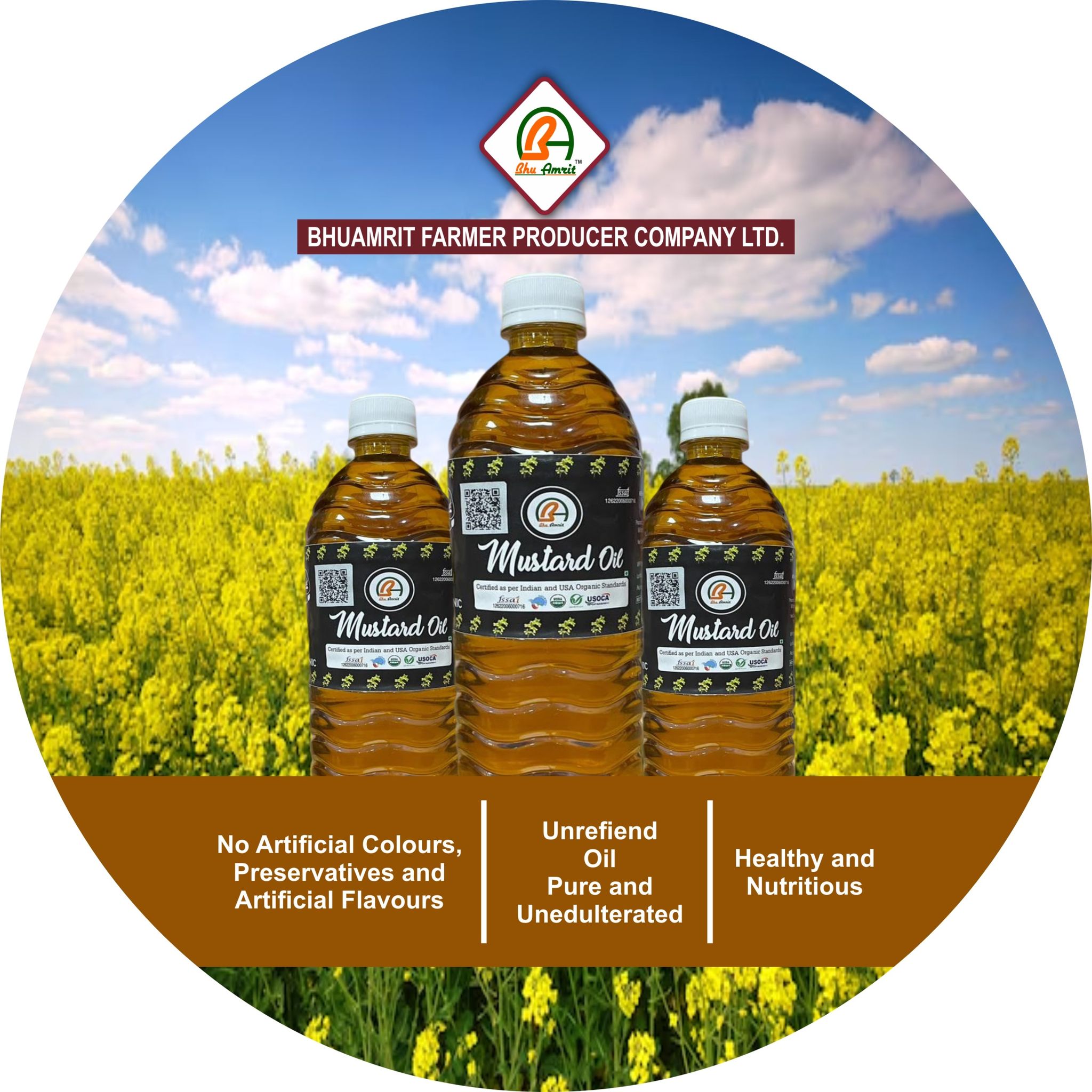 Bhu Amrit Mustard Oil - Unrefined, Pure & Healthy Cooking Oil