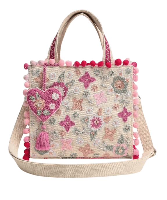 Jute and Cotton Fabric (with embroidery and pom-poms)