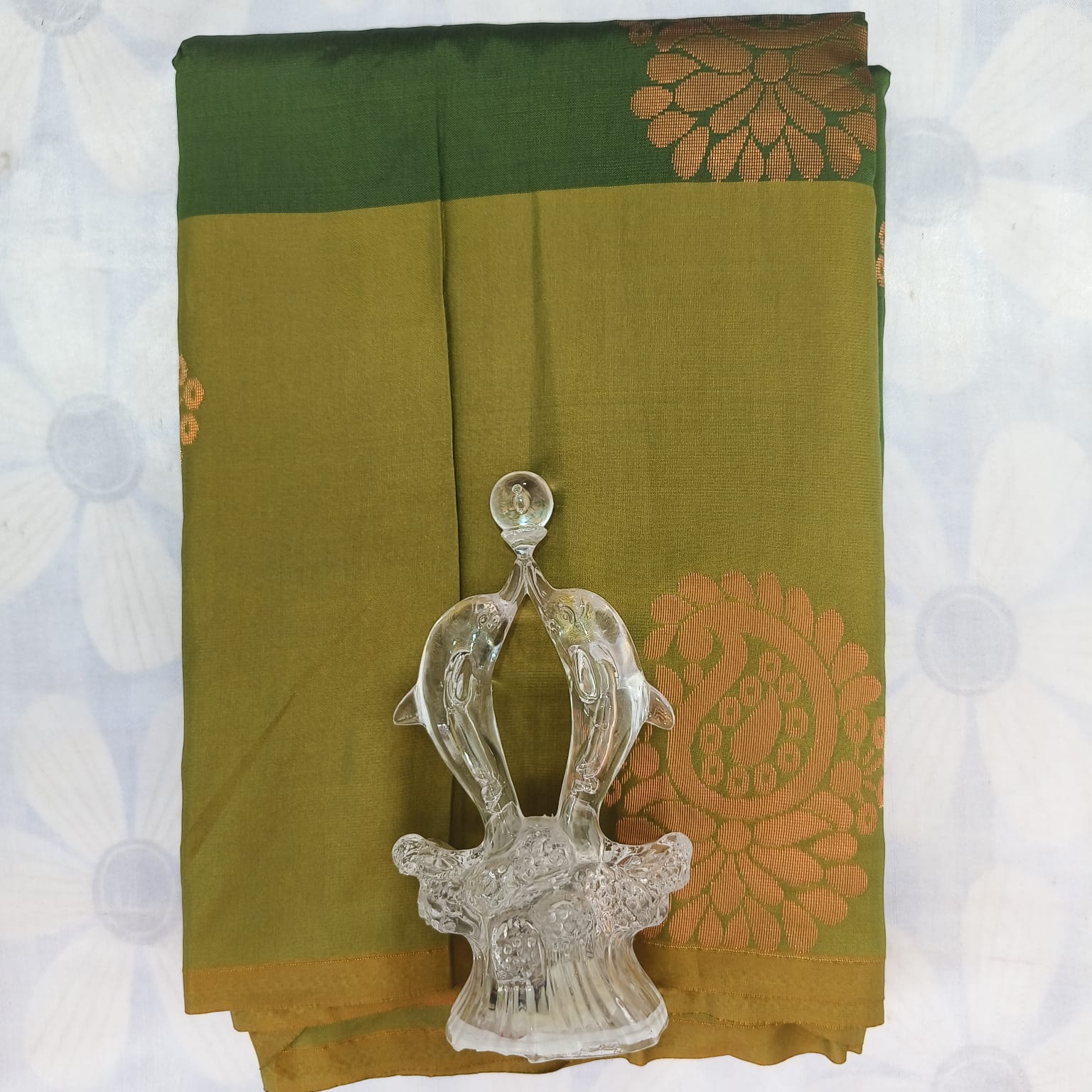 Soft Silk Saree with Blouse - Forest Green
