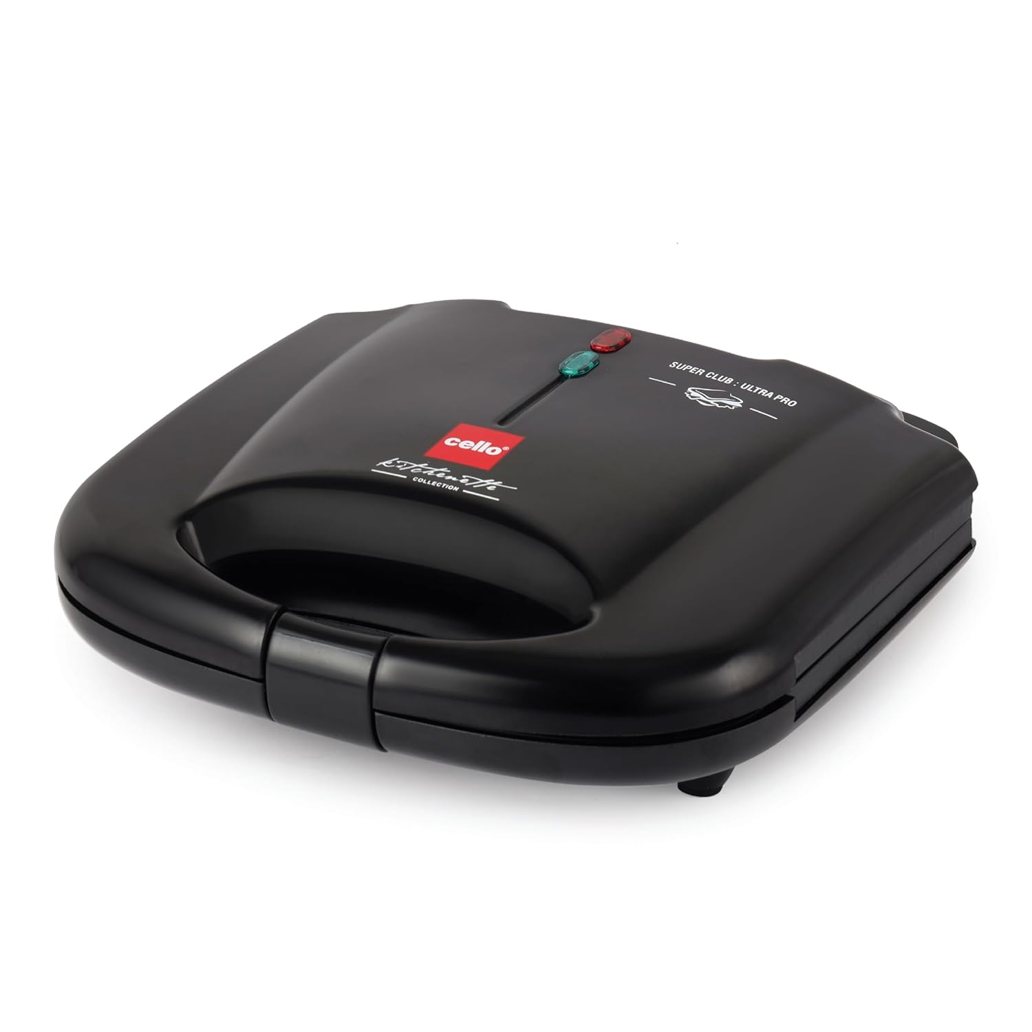 Cello Super Club Ultra Pro 800W Grill Sandwich Toaster with Fixed Grill Plates | Black| Heat Resistant Bakelite Body |Non-Stick Coating | Power Indicators.