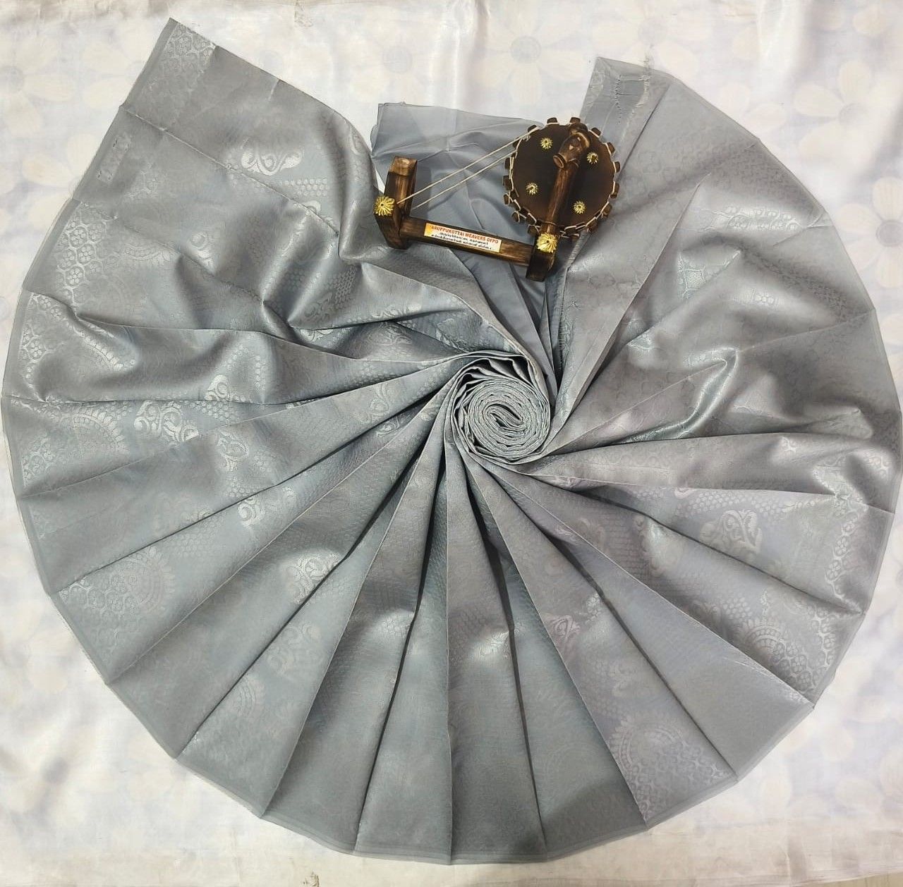 Kubera Silk Cottton Saree&nbsp;with Blouse - Silver Gray