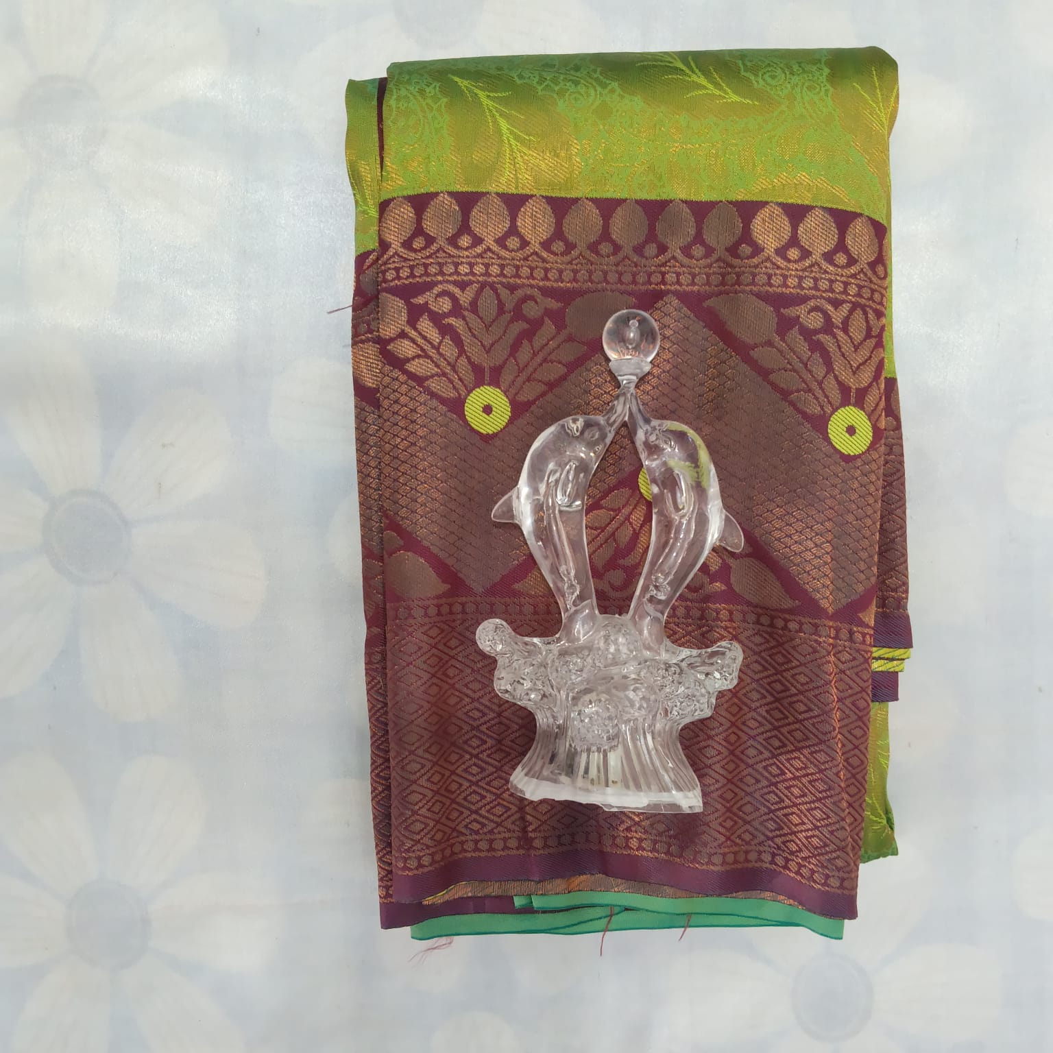 Kubera Silk Cottton Saree&nbsp;with Blouse - Chartus Green