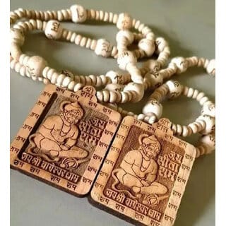Bageshwar Dham Tulsi Mala Hanuman Jiwood Locket 100 Original Beads Wood Chain Beads Wood Necklace