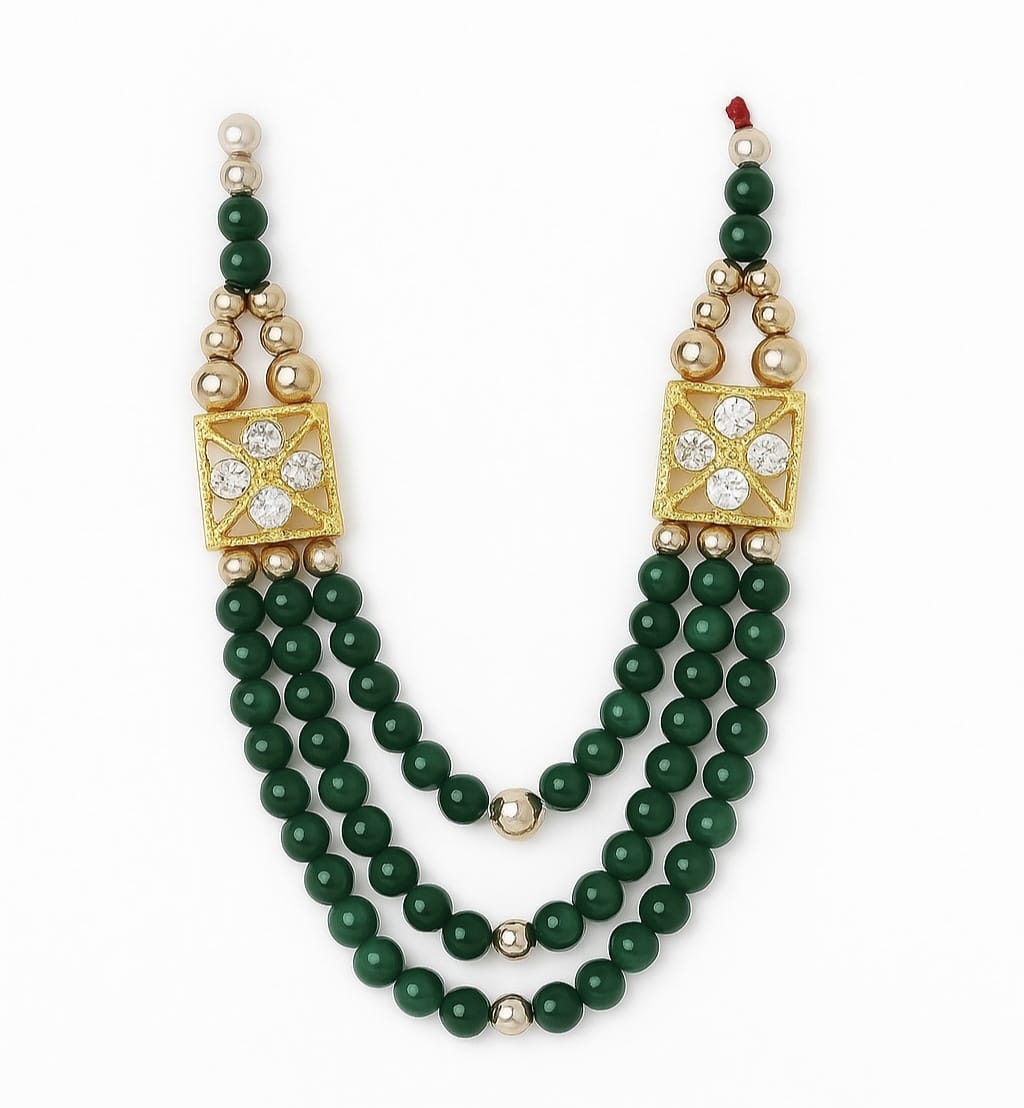 Traditional Green Rajasthani Necklace for Lord krishna Statue