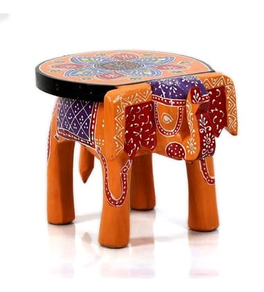 CHANDRA CRAFT STORE Wooden Hand-Painted Elephant Stool | Decorative Rajasthani Style Showpiece for Home, Living Room & Corner Décor | Traditional Handcrafted Wooden Art | Pack of 1 CHANDRA CRAFT STORE Wooden Hand-Painted Elephant Stool | Decorative Rajasthani Style Showpiece for Home, Living Room & Corner Décor | Traditional Handcrafted Wooden Art | Pack of 1