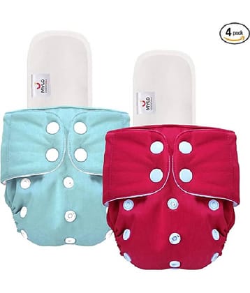 Aurapuro Reusable Baby Infant Cotton Cloth Washable Diaper Nappies(2 DIAPERS WITH 2 FIVE LAYER MICROFIBER INSERTS)