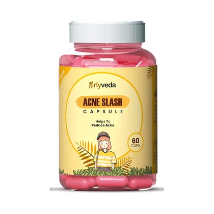 Girlyveda Anti‑Acne Ayurvedic Capsules (60) – Herbal Blood‑Purifier for Clear Skin, Acne, Pimples & Dark Spot Removal”