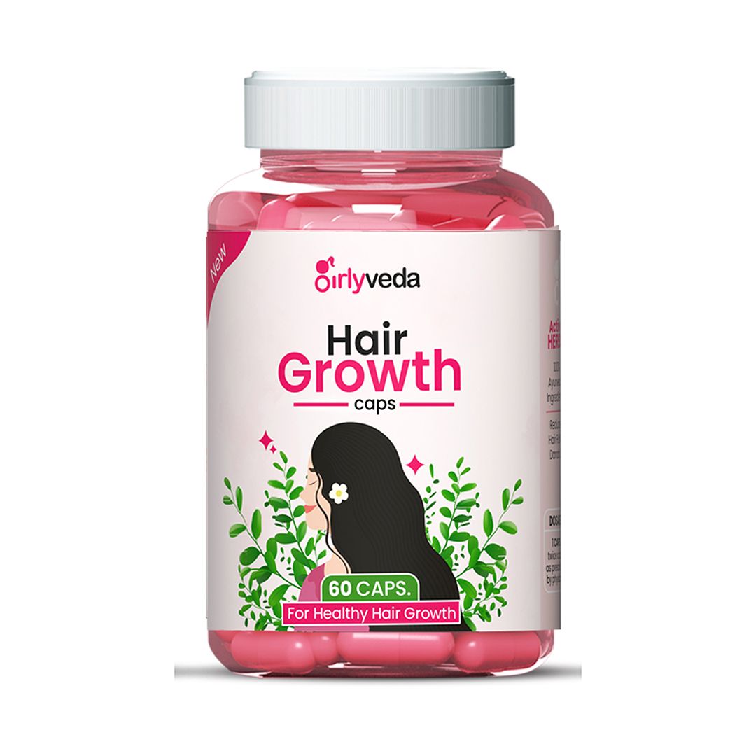 Girlyveda Ayurvedic Biotin Capsules for Hair Growth | Vitamin B7 Supplement for Women | Hair Fall Control, Strong Hair, Healthy Scalp – 60 Caps