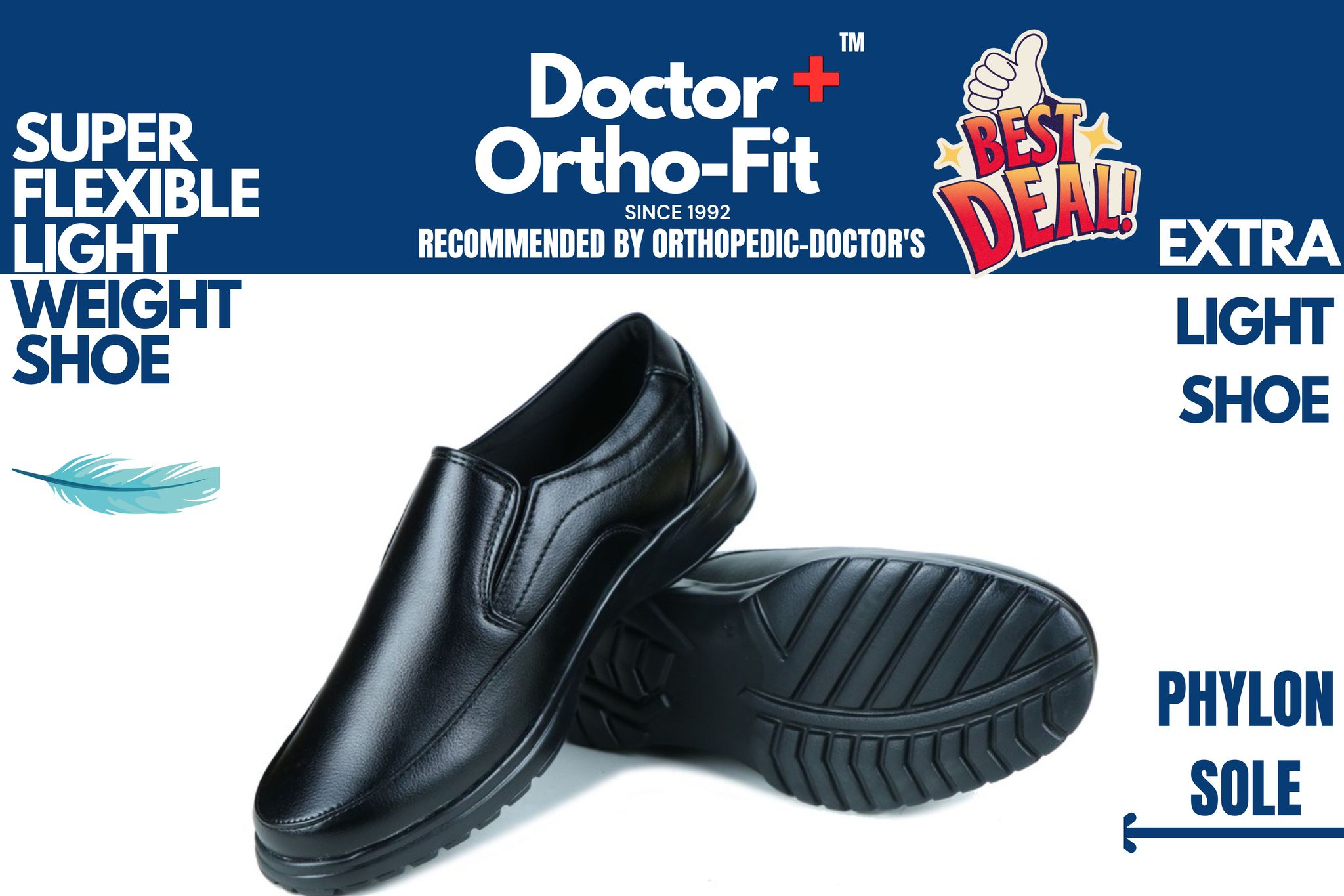 Doctor Ortho-Fit Plus Formal Shoes for Men-ORTHO-1070-BLK (Black, UK Footwear Size System, Adult, Men