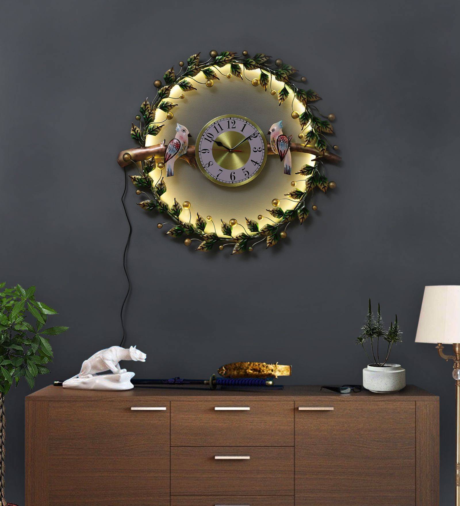 Bird-Themed Wall Clock - Elegant Home Decor with Silent Movement