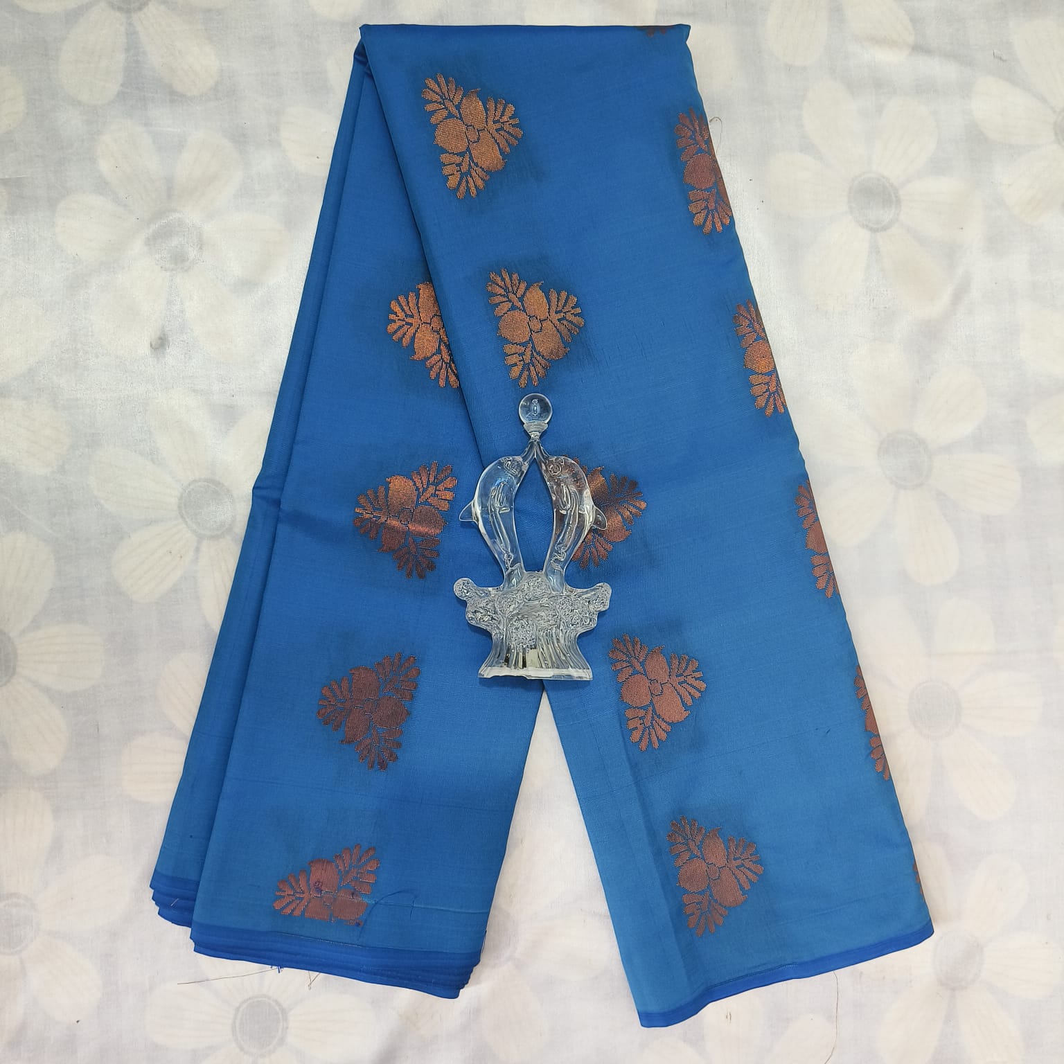 Soft Silk Saree with Blouse - Sky Blue