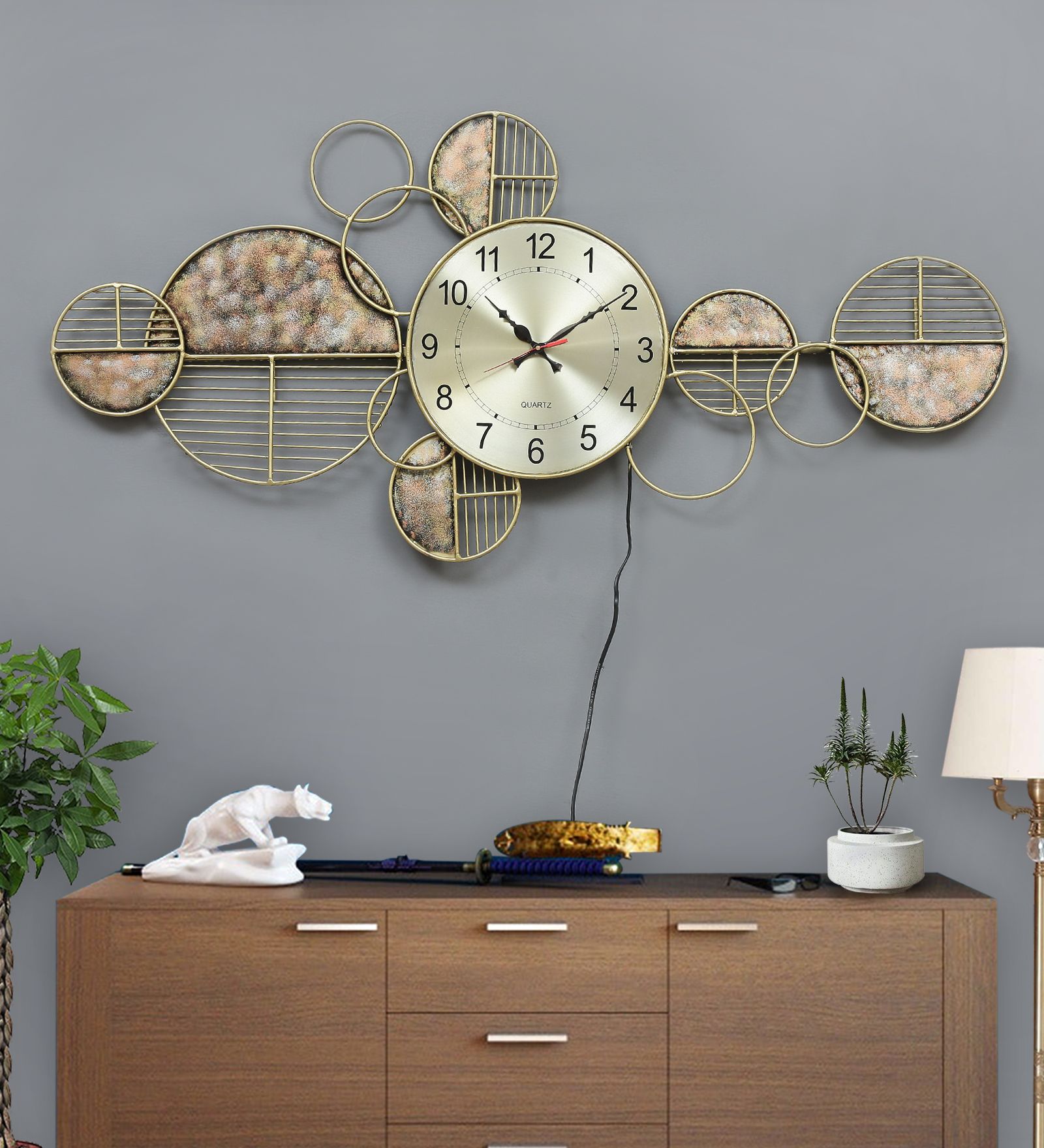 Modern Decorative Wall Clock with Artistic Design & Ambient Lighting
