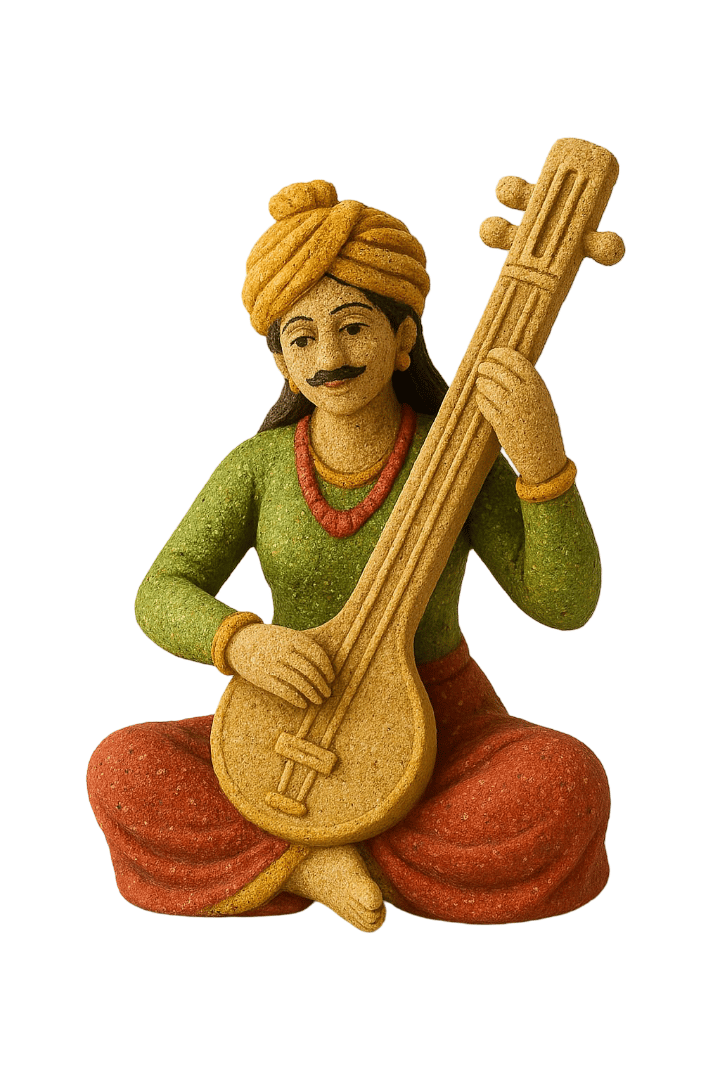 Baul Musician Back-View Clay Idol