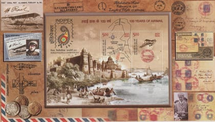 Shobhaphila's 2011, 100 Years of Airmail - First Aerial Post Indian Miniature Sheet( 12th Feb 2011)