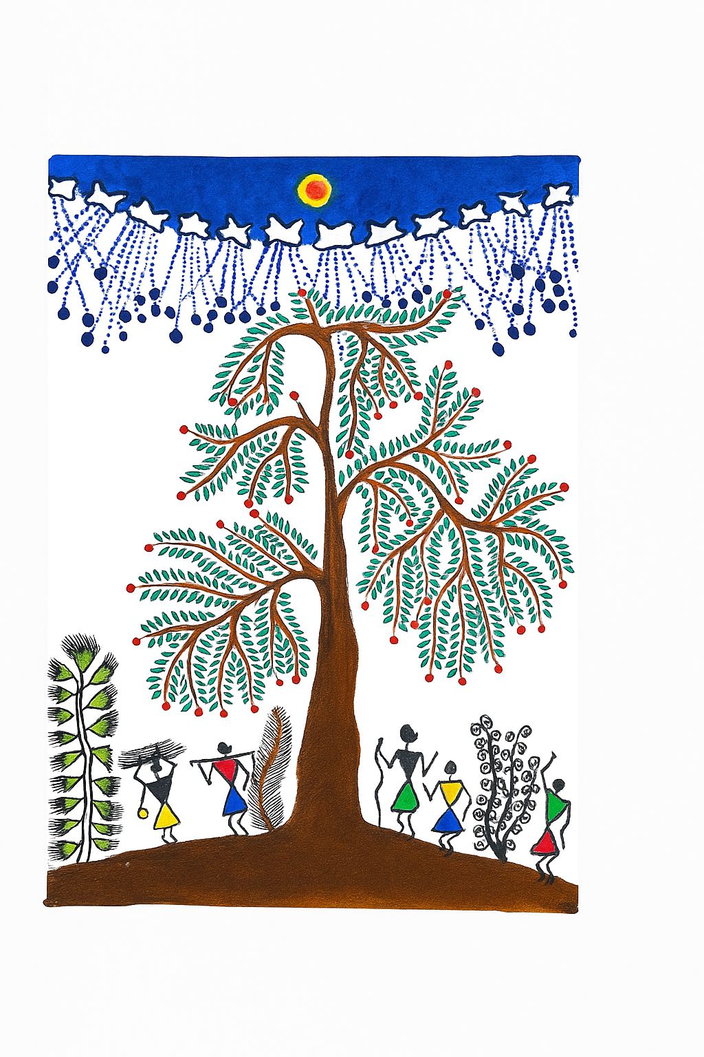 Tribal Harmony: Handcrafted Warli Art on Canvas
