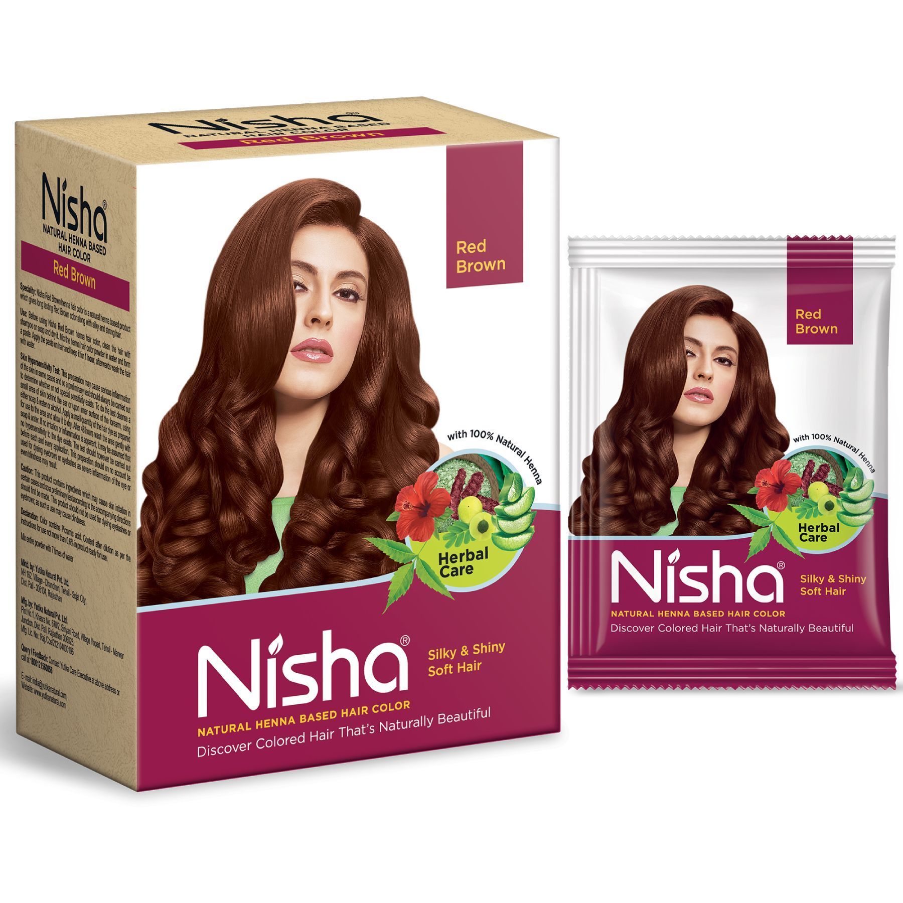 Nisha Henna Based Hair Color Red Brown 90g Pack of 1, Henna Powder Hair Color Dye Brown Hair Colour, No Ammonia, No PPD, Non Oxidative