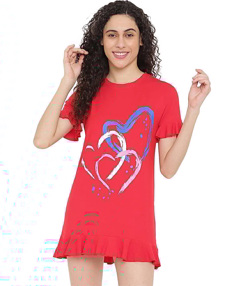 La Intimo Cotton Night T-Shirt - Red