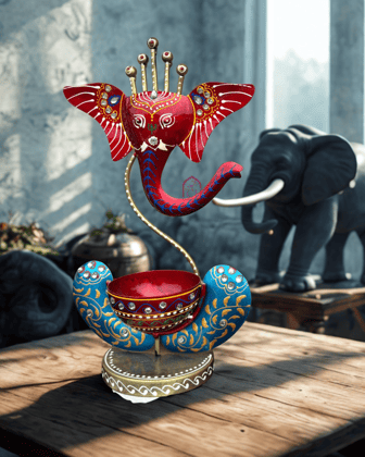 Divine Glow Ganesha T-Light Holder – Handcrafted Metal Tea Light Stand for Festive & Home Décor