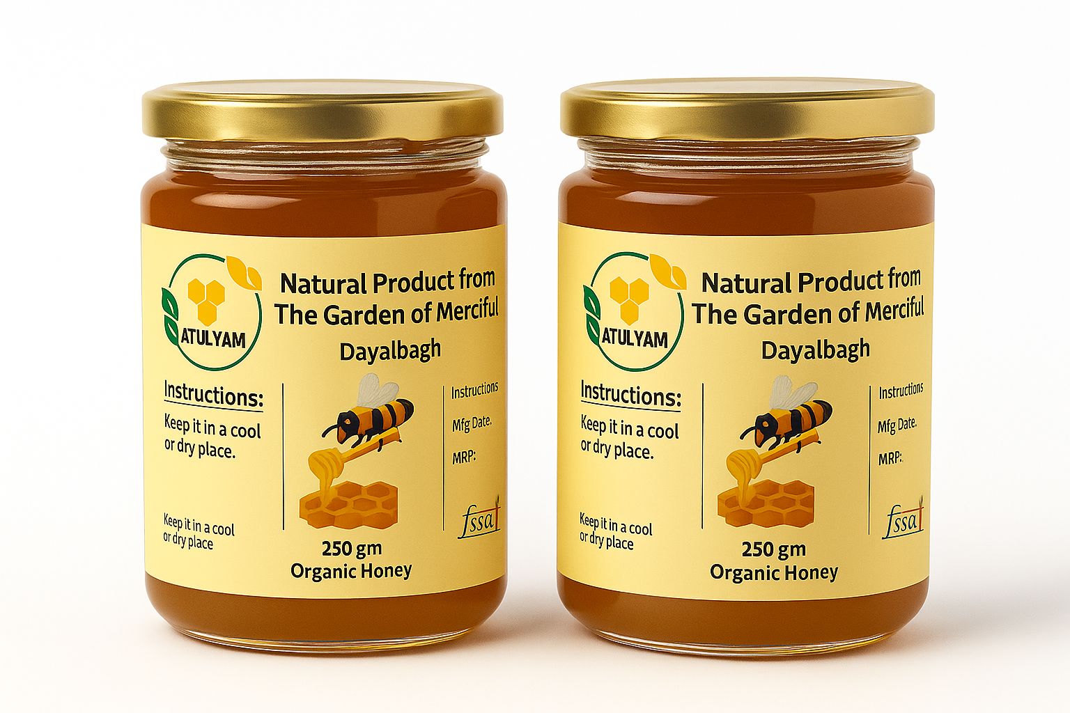 Atulyam Raw Organic Honey – 100% Pure & Natural Goodness from the Hive ( Pack of two ) - 500g