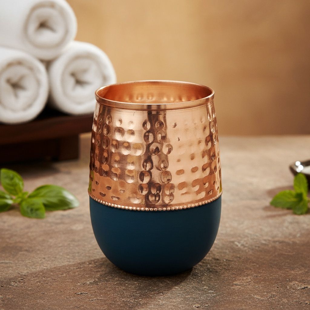 Copper Glass Green Finish | Decorative Drinkware, Height : 3.5 Inch (BCMAS184 D)