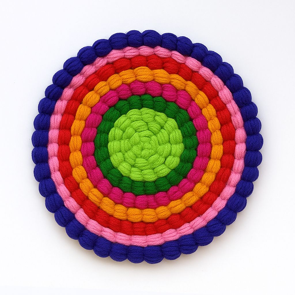 Rainbow Braided Circle Rug - Handcrafted & Colorful