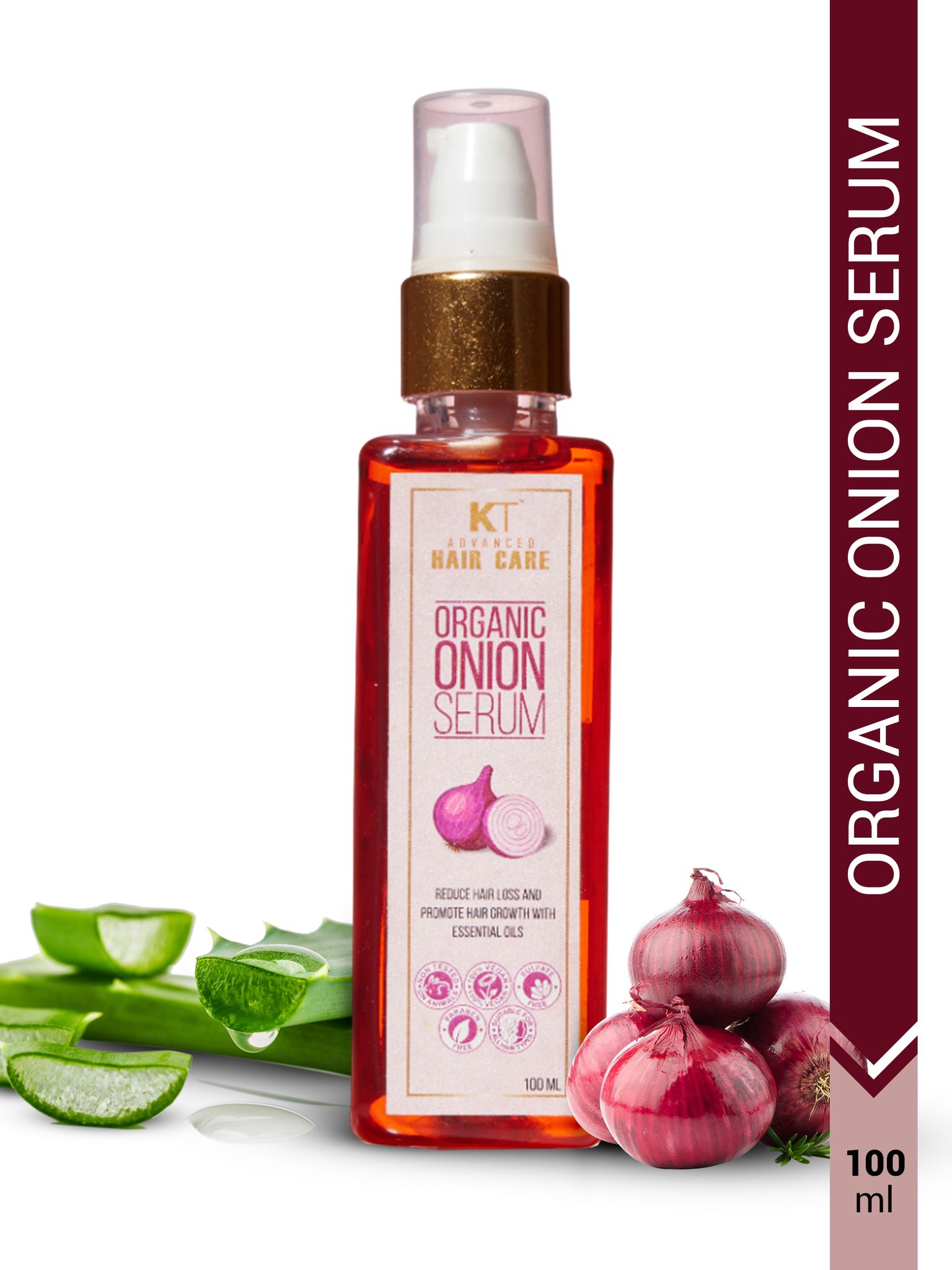 Organic Onion Hair Serum | Essential Oils for Hair Fall Control & Enhanced Hair Growth | Sulfate-Free, Paraben-Free | 100ml