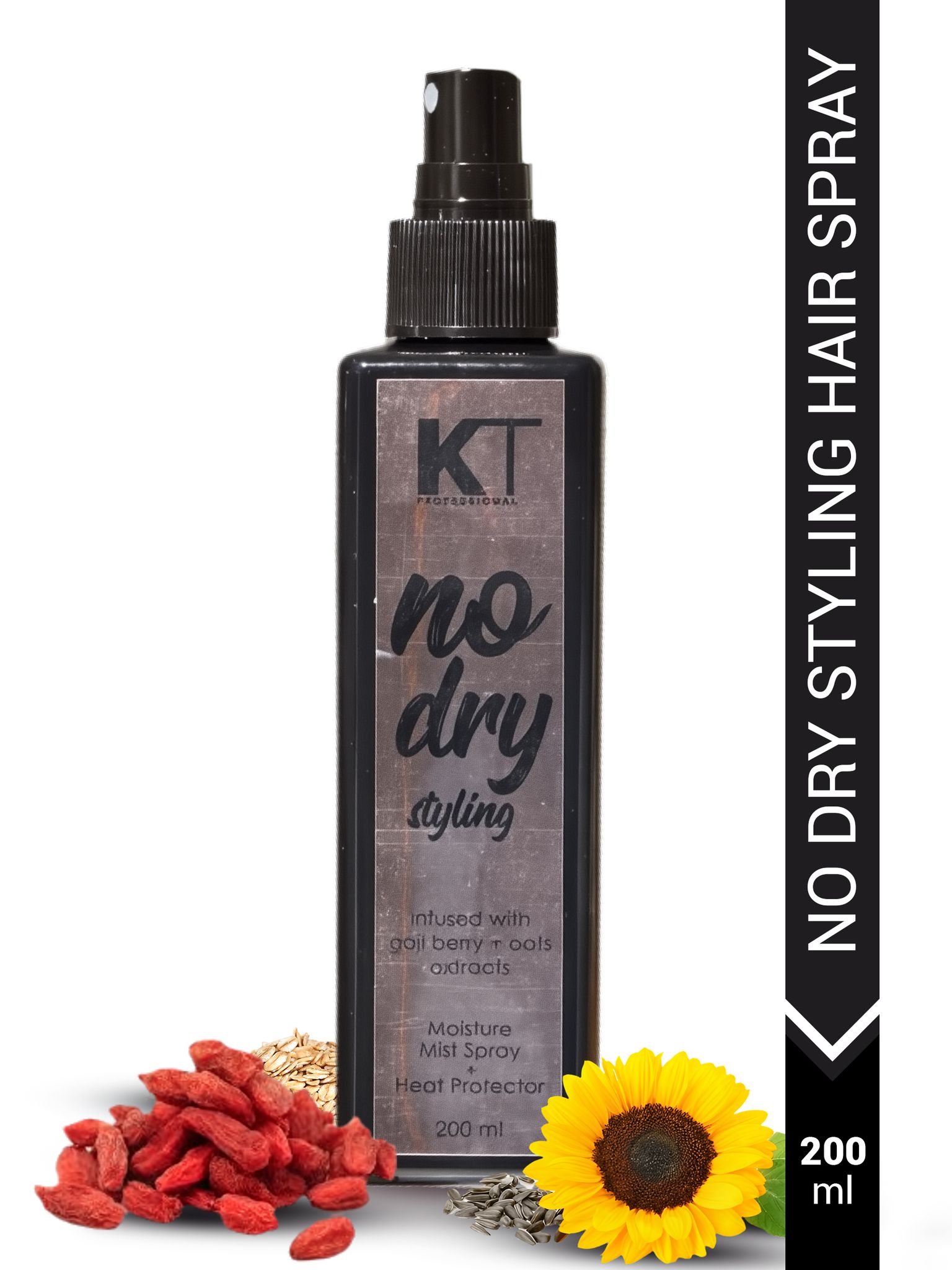 No Dry Styling Moisture Mist Hair Spray & Heat Protector | Infused with Goji Berry & Oats Extracts For Men & Women | Sulfate-Free, Paraben-Free | 200ml