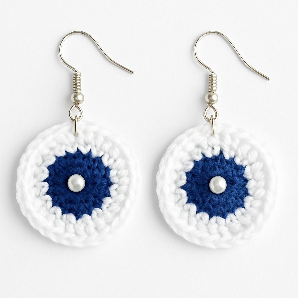 Handmade Crochet Earrings with Pearl Accent
