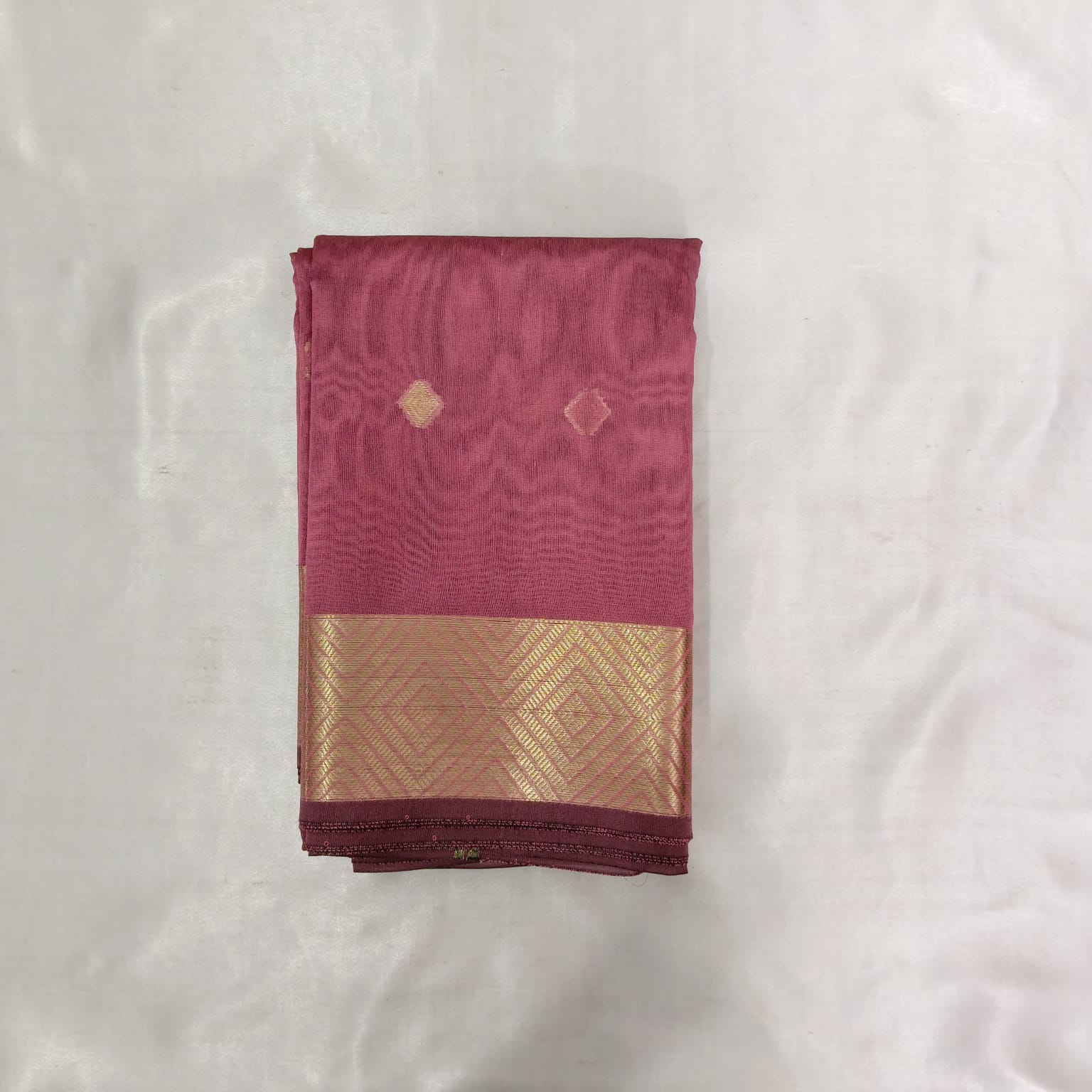 Silk Cotton Saree with Blouse - Light Pink