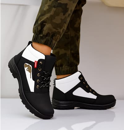 WUGO::Latest Fabulous Men Solid  Faux Leather Gun Boots | Stylish Lace-up Casual Boots with PVC Sole For Men's & Boys (Free Home Delivery)