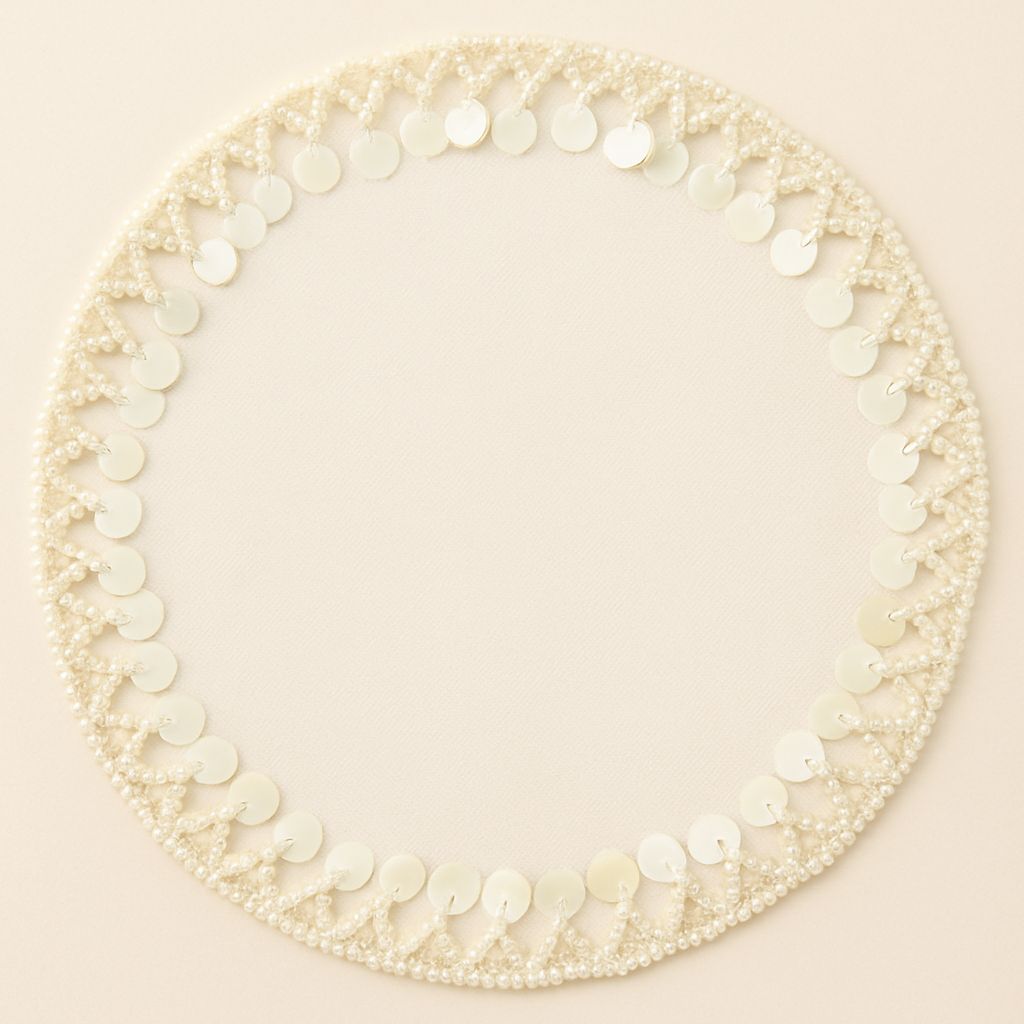 Ivory Round Embellished Lace Trim With Seep button & Pearls