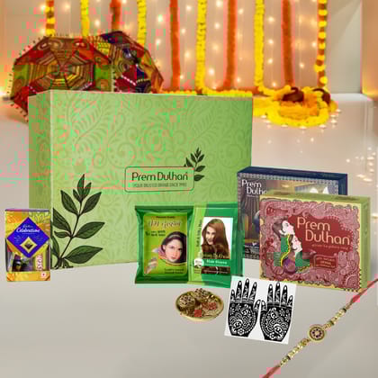 Prem Dulhan Rakhi Gift Set | Rakhi, Mehendi, Chocolates & Roli Chawal | Raksha Bandhan Gift for Sister