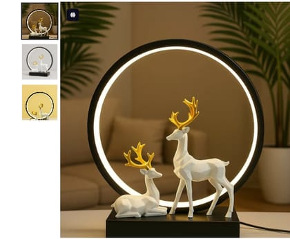 Deer Lamp with Gold Antlers - Modern Decorative Night Light