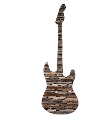 Wooden Guitar Wall Art – Recycled Strip Design Wooden Guitar Wall Art – Recycled Strip Design