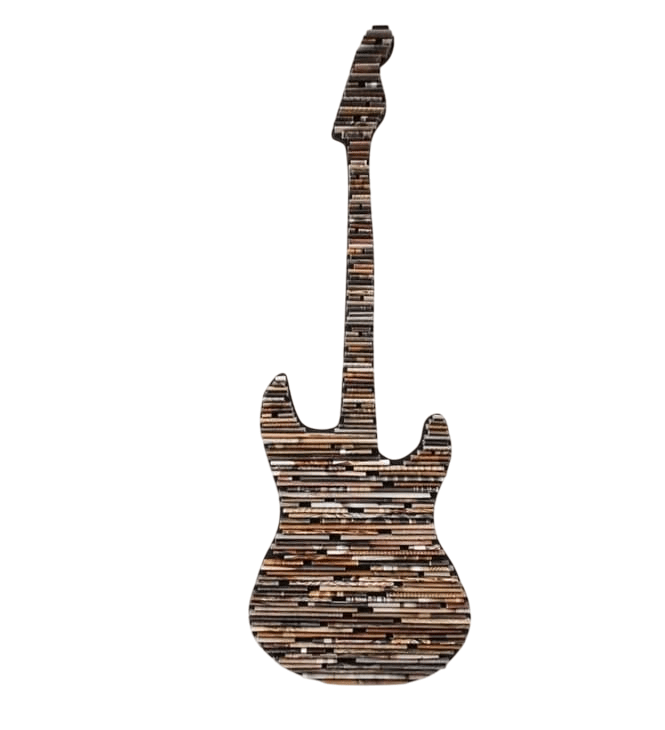 Wooden Guitar Wall Art – Recycled Strip Design