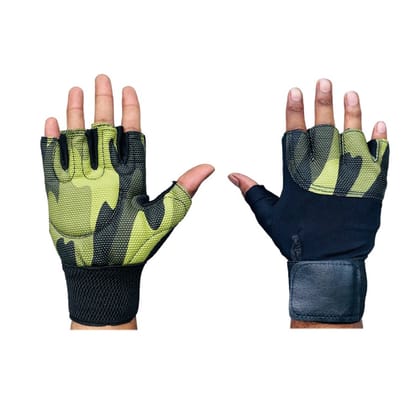 Body Smith Unisex Camo Gym Gloves for with Wrist Support