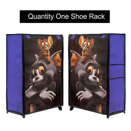 PHILOSHOP 4 Layer Metal Shoe Rack with Tom & Jerry Blue Cover – Fun & Sturdy Shoe Organizer for Kids and Home Use PHILOSHOP 4 Layer Metal Shoe Rack with Tom & Jerry Blue Cover – Fun & Sturdy Shoe Organizer for Kids and Home Use