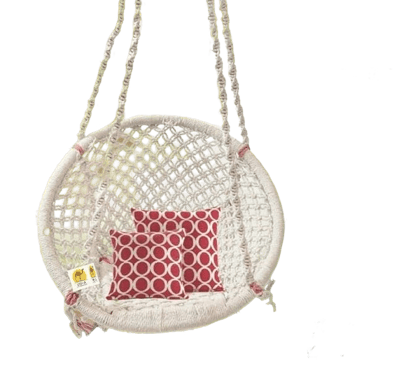 Swingzy Cotton Netted Rope Hanging Swing Chair for Adults & Kids/Swing for Balcony/Outdoor Swing Chair/Hammock Swing for Home, Patio, Garden, Indoor (120 Kg Capacity, White)