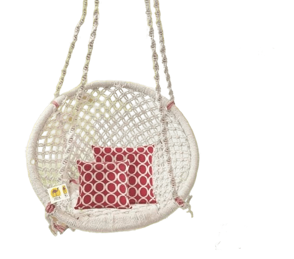 Swingzy Cotton Netted Rope Hanging Swing Chair for Adults & Kids/Swing for Balcony/Outdoor Swing Chair/Hammock Swing for Home, Patio, Garden, Indoor (120 Kg Capacity, White)