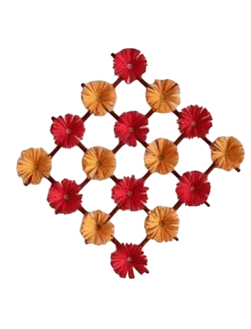 Floral Metal Wall Hanging – Diamond Pattern Design