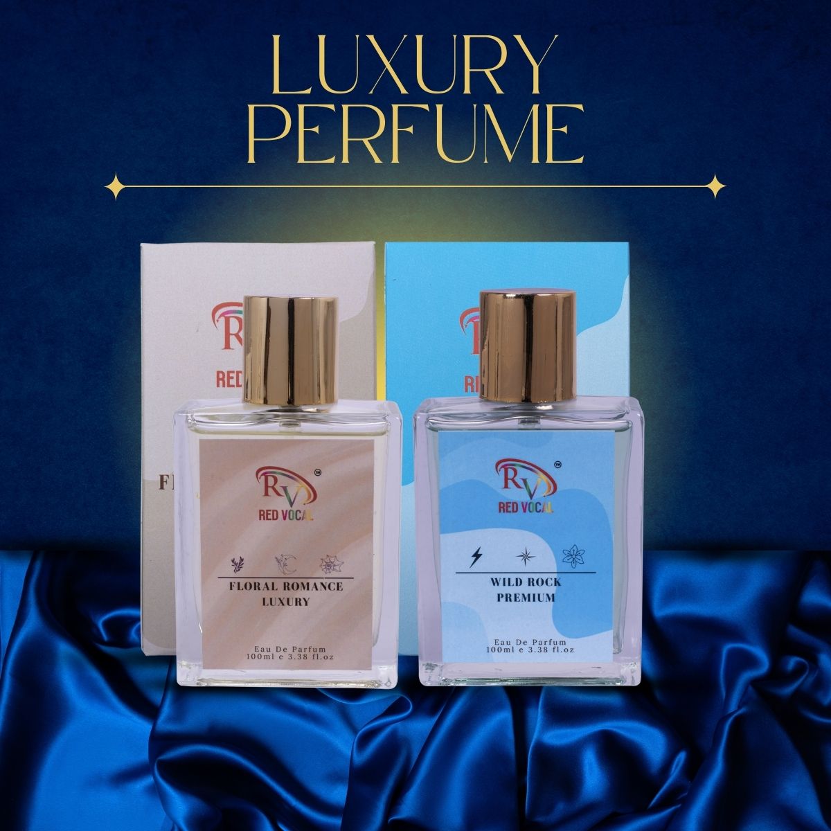 Red Vocal Floral Romance Luxury (Women) with Wild Rock Premium (Unisex) 100ml Perfume Spray Combo – 2 x 100ml