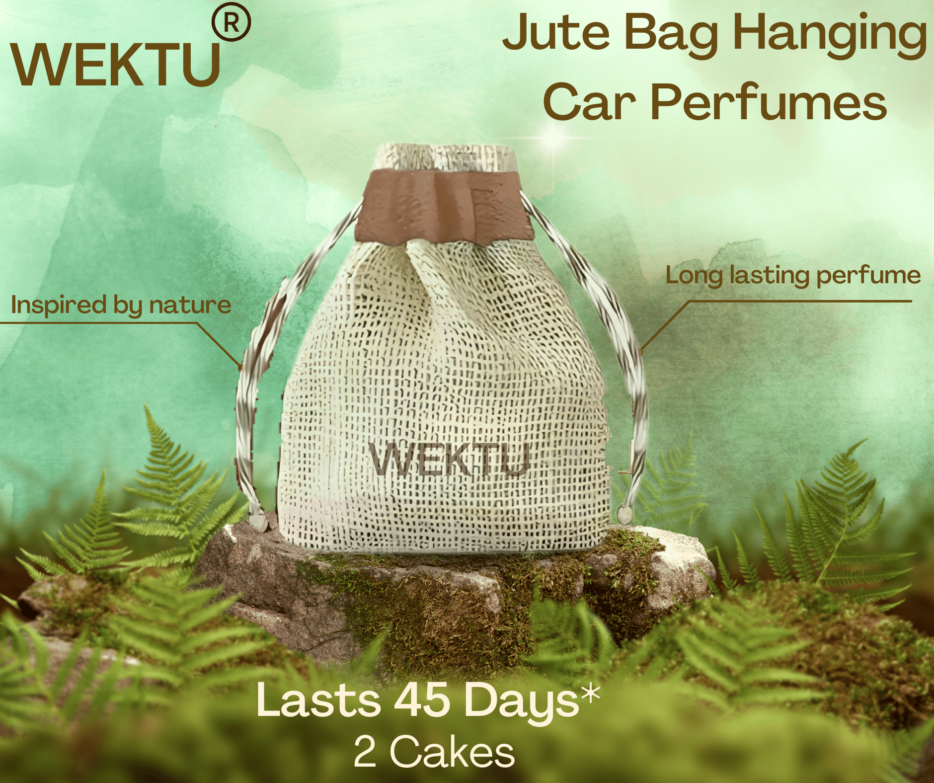 WEKTU Jute Bag Hanging Car Perfumes - Long Lasting Natural Fragrance