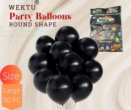WEKTU Premium Party Balloons - Round Shape, Large (50 Pcs), Black